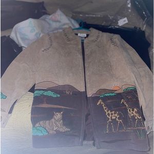 The Ouacker factory animal pics suture leather jacket